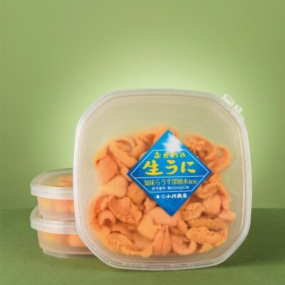 小川の塩水ウニ(100g×3パック)鮮度抜群!ミョウバン不使用のうに本来の味をお楽しみください!