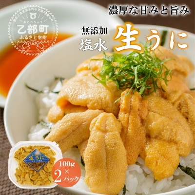 小川の塩水ウニ(100g×2パック)鮮度抜群!ミョウバン不使用のうに本来の味をお楽しみください!