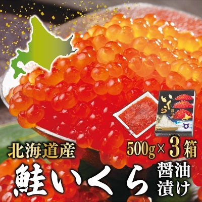 前浜の鮭から丁寧にお届け 輝く 贅沢なひと粒【いくら醤油漬:3パック(500g×3箱)】