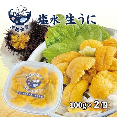 漁師の手作り本物の味!生塩水ウニ ミョウバン不使用【津花食堂 塩水ウニ:100g×2パック】