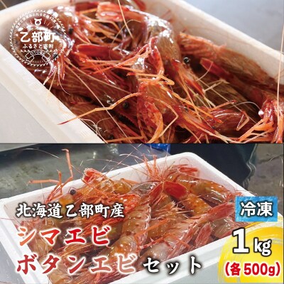 <ボタンエビ・シマエビ(冷凍) 1kg(各500g)>北海道乙部町産 産地直送
