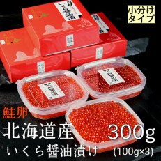 【10月以降発送】北海道産　鮭いくら醤油漬け100g×小分け3パック合計300g 【鮭卵】 | ふるさと納税のお礼品