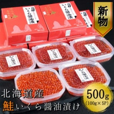 【北海道産 新物】 鮭いくら醤油漬け100g&times;5パック 合計500g