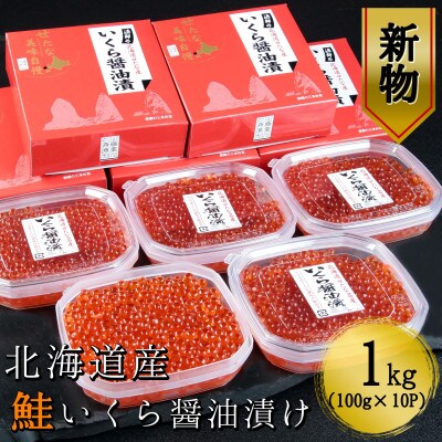 【北海道産 新物】　鮭いくら醤油漬け100g×10パック　合計1kg