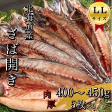 【北海道産】塩さば一夜干し開きLLサイズ 400～450g&times;5枚(真空パック入り干物)