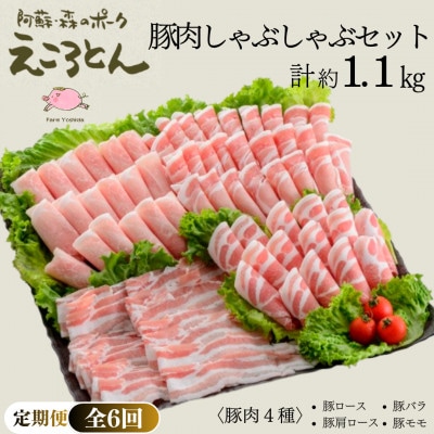 【毎月定期便】えころとん・豚肉(4種)合計約1.1kg　豚肉しゃぶしゃぶセット全6回