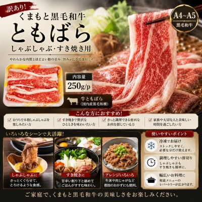 訳あり!【A4～A5】くまもと黒毛和牛ともばらしゃぶしゃぶすき焼き用 500g(250g×2p)