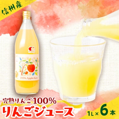 信州産りんごジュース(サンふじ すりおろし)1,000ml×6本