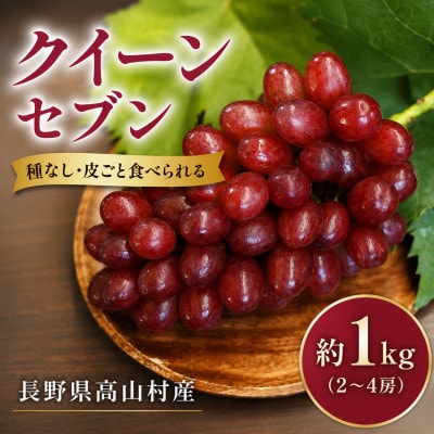 長野県高山村産 ぶどう「クイーンセブン」約1kg(2～4房)