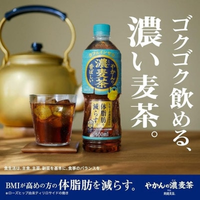 【毎月定期便】やかんの濃麦茶600mlPET　24本入全3回