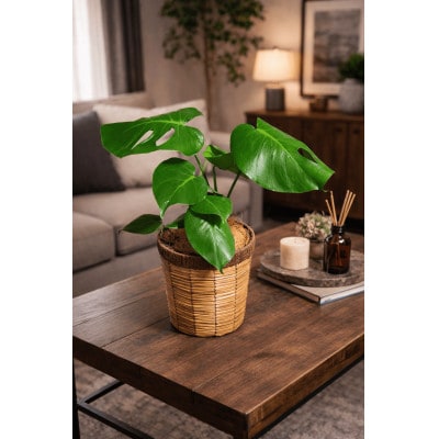 モンステラバスケット仕立て(モンステラ6号鉢×1 バスケット×1 ココファイバー)