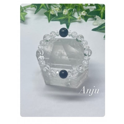 パワーストーンブレスレット　モリオン*オニキス*水晶　byアンジュ　