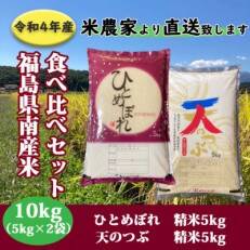 食べ比べセット!【令和4年産】ひとめぼれ&天のつぶ　5kg×2袋　精米10kg