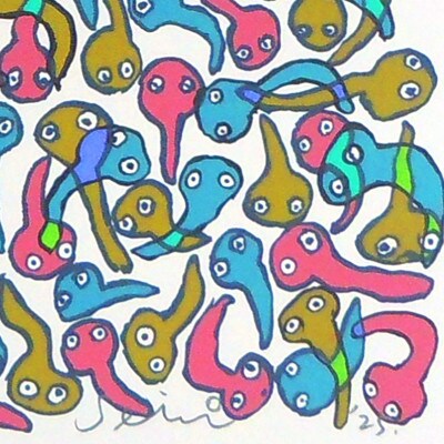 田島征三のシルクスクリーン版画「オタマジャクシのみなさん」
