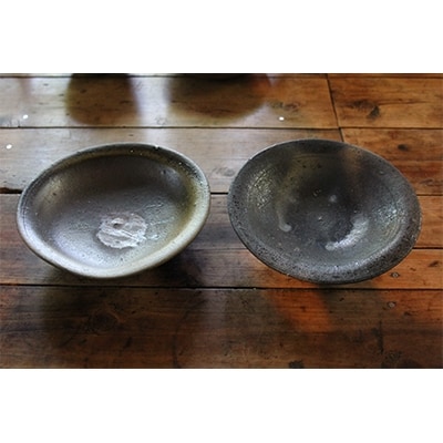 【龍の背窯】山本安朗作　南蛮焼〆小皿(16.5cm)2枚セット