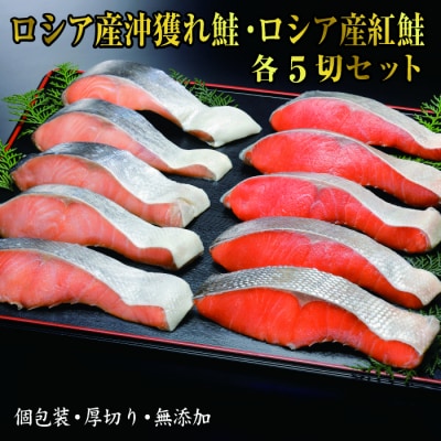 紅鮭・沖獲れ鮭切身セット(各5切、計1.3kg) F-41001
