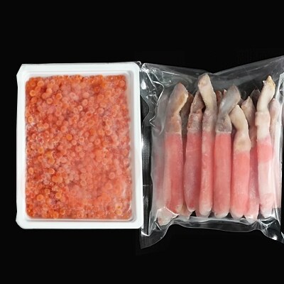 根室海鮮市場<直送>刺身用ずわいがに棒肉500g、いくら醤油漬け250g B-28018