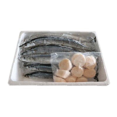 冷凍生さんま5尾×5P、ほたて貝柱200g×2P C-36038