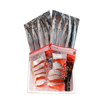甘塩紅鮭5切×4P・冷凍生さんま5尾入×4Pセット C-70015