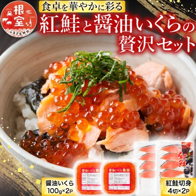 醤油いくら200g・紅鮭切身8切セット A-10045