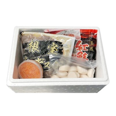 いくら醤油漬、紅鮭5切、ほたて、味付けジンギスカン B-30033