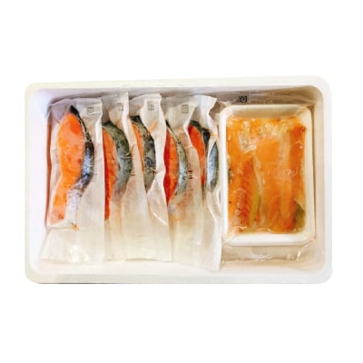 塩サーモンハラス660g&塩銀鮭切り身1切×12P A-09032