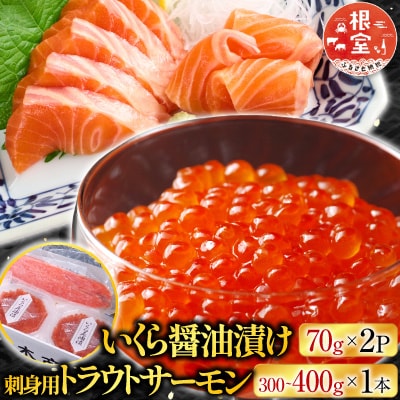 いくら醤油漬け70g×2P・トラウトサーモン(背)1本 A-28211
