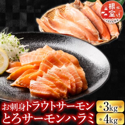 お刺身トラウトサーモン3kg&とろサーモンハラミ4㎏ D-09003