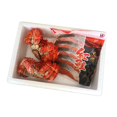 花咲カニ2尾・甘塩紅鮭5切×1Pセット A-36025