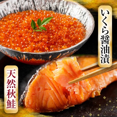 いくら醤油漬け(鮭卵)70g×2P、天然秋鮭15切 A-28155