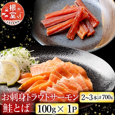 <12/14まで年内配送>トラウトサーモン2～3本&鮭とば100g A-09123