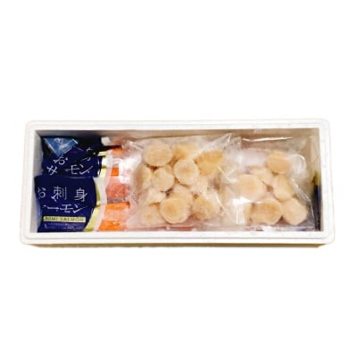 ほたて貝柱300g×2P&トラウトサーモン2～3P B-09101