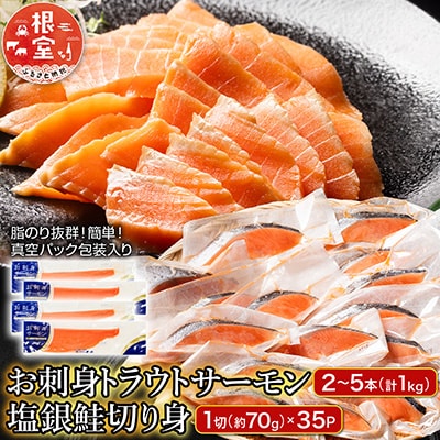 【12/31決済分まで1月配送】トラウトサーモン計1kg&塩銀鮭切身1切×35P F-09025