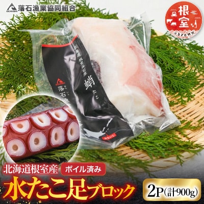 【北海道根室産】ボイル水たこ足ブロック2P(計900g) A-20009