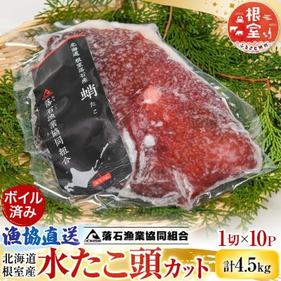 【北海道根室産】ボイル水たこ頭カット10P(計4.5kg) F-20002