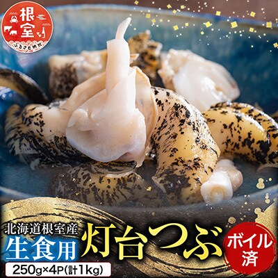 【北海道根室産】生食用灯台つぶ(ボイル済み)250g×4P(計1kg) A-11120