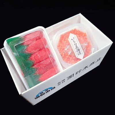 根室海鮮市場<直送>いくら醤油漬け(鮭卵)70g×1P、甘口たらこ200g×1P G-28062