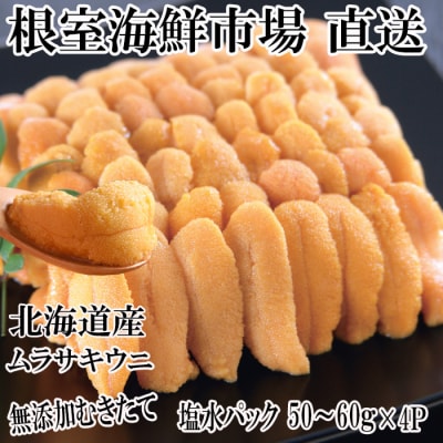 無添加むきたてムラサキウニ塩水パック50～60g×4P[5月下旬以降発送] B-14070