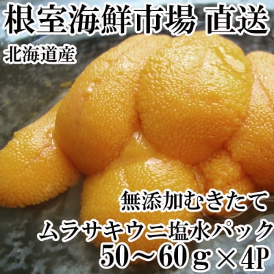 無添加むきたてムラサキウニ塩水パック50～60g×4P[5月下旬以降発送] B-28068