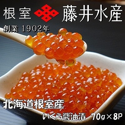 【北海道根室産】＜鮭匠ふじい＞いくら醤油漬560g(70g×8P) C-42065