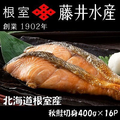 ＜鮭匠ふじい＞天然鮭切身(甘塩)400g(約6切)×16P F-42003