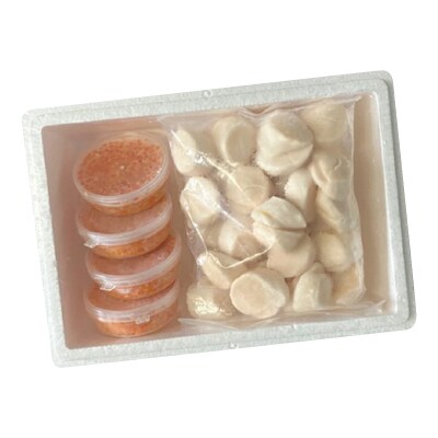 いくら醤油漬け100g×4P、ほたて貝柱500g×2P D-30032