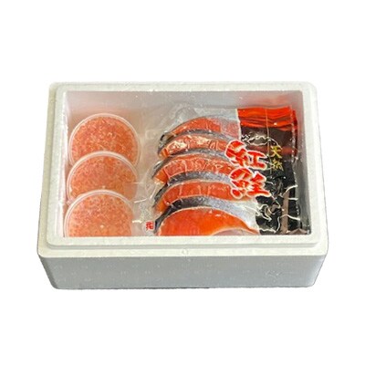 甘塩紅鮭5切×5P、いくら醤油漬け100g×3P F-30003