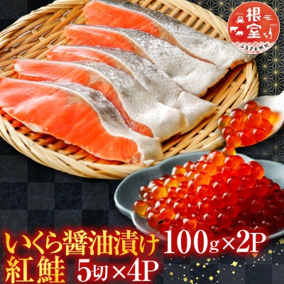 いくら醤油漬け100g×2P、紅鮭5切×4P C-76006