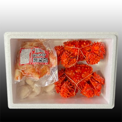 花咲かに2尾、花咲かにむき身300g×1P、ほたて貝柱500g×1P F-76002