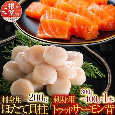 刺身用ほたて貝柱200g・トラウトサーモン300～400g A-28208