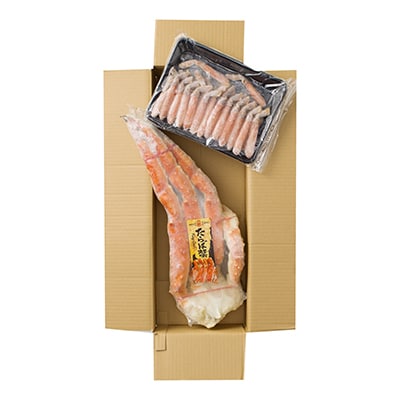 ボイル済み本タラバガニ1.8～2kg、生ずわいポーション500g(25～30本) D-11051