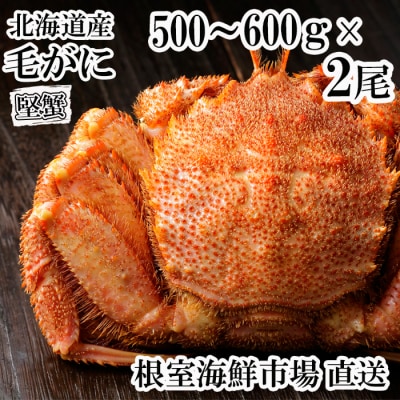 根室海鮮市場<直送>ボイル毛がに500～600g×2尾(堅蟹) F-28030
