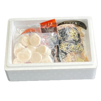 ジンギスカン1P、ほたて貝柱200g、紅鮭5切 C-30079