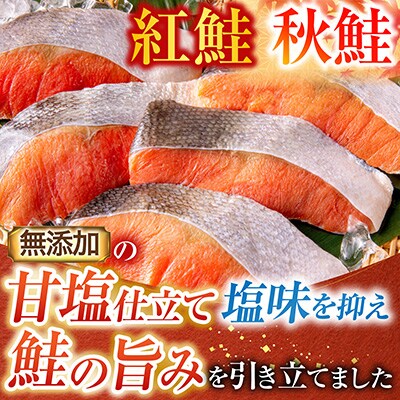 無添加甘塩天然鮭2種セット(計15切、約750g) G-11039